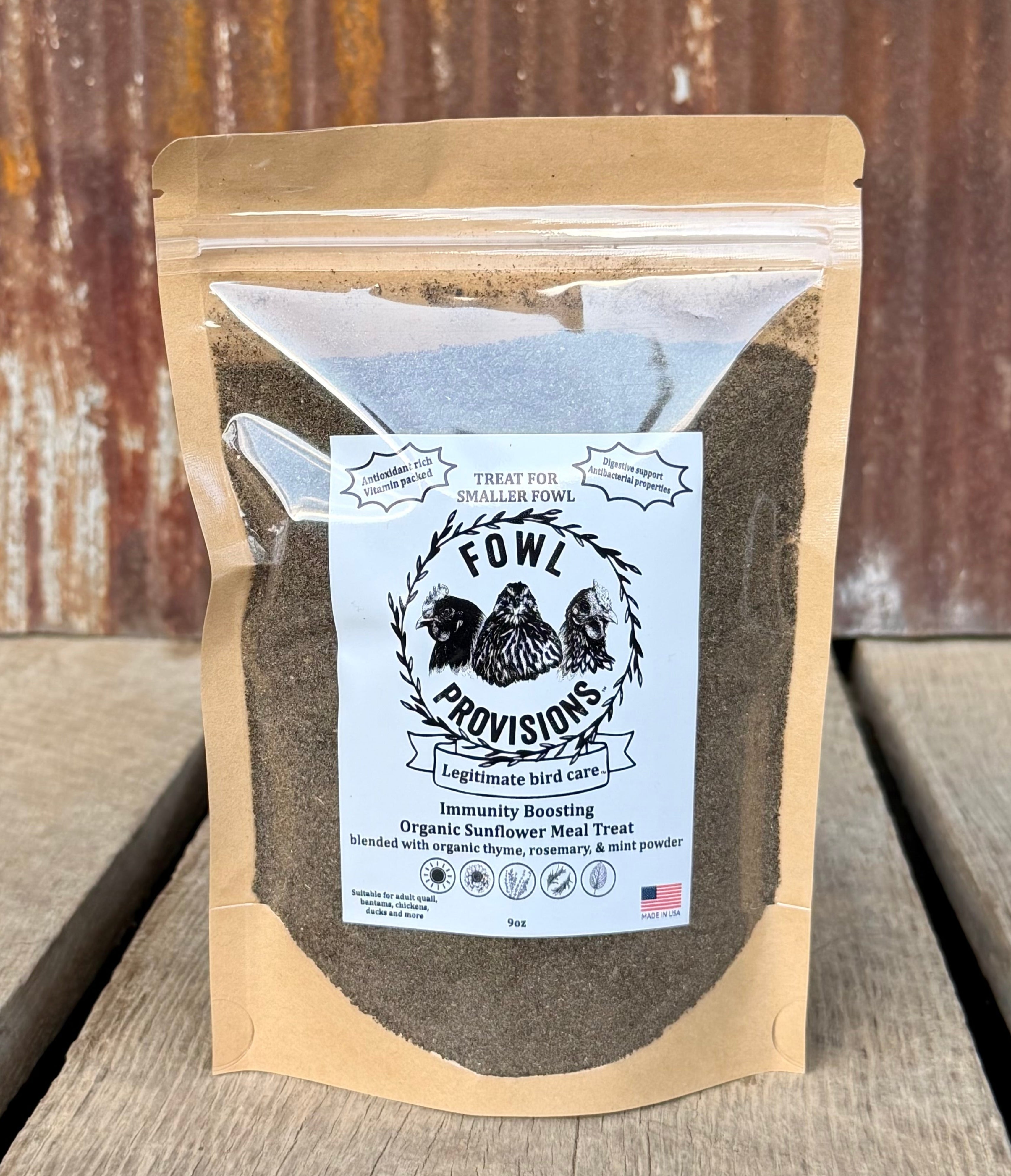 Immunity Boosting Organic Black Oil Sunflower Meal Treat™ for smaller fowl
