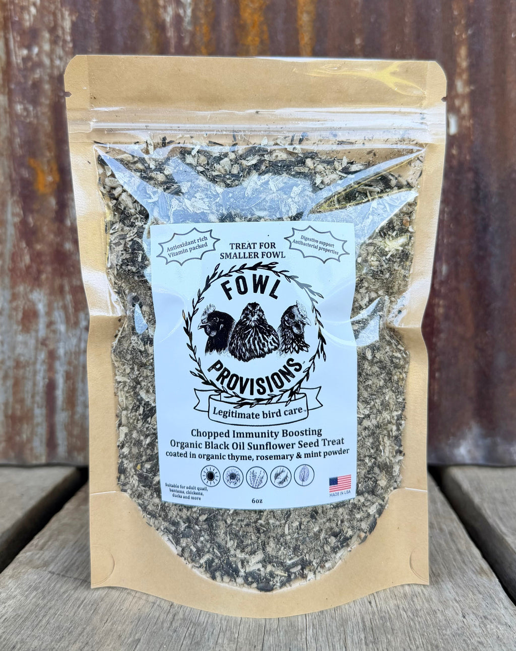 Chopped Immunity Boosting Organic Black Oil Sunflower Seed Treat™ for smaller fowl