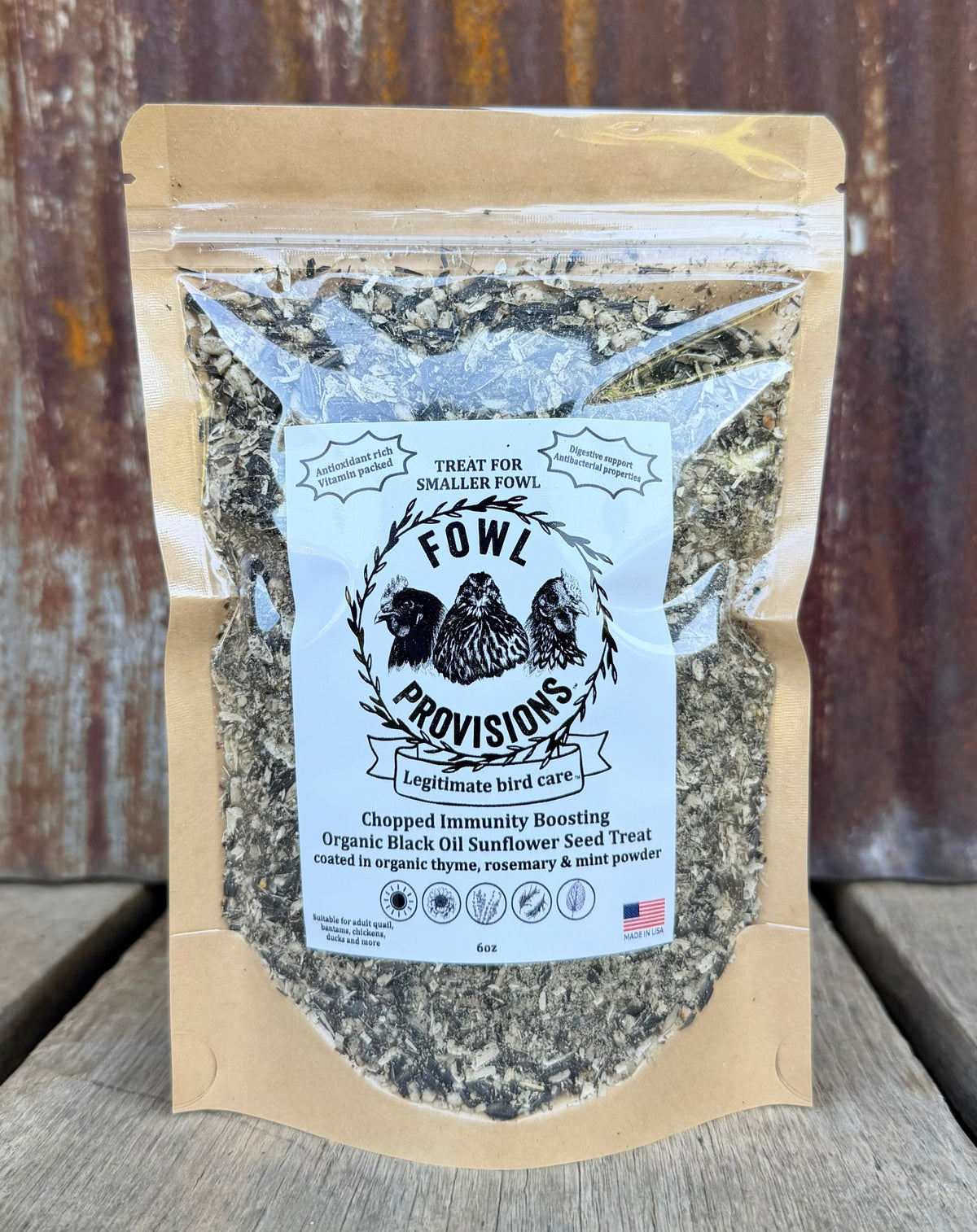 Chopped Immunity Boosting Organic Black Oil Sunflower Seed Treat™ for smaller fowl